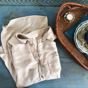 cloth & stone | Beige Button Down Blouse | M